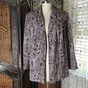 Le Suit Brown & Cream Abstract Swirl Blazer